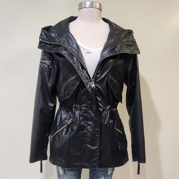 💥STUNNING!💥SAM. VTG 100% SILVER FOX FUR HOOD/PARTiAL LINING/TRIM BLACK PARKA - Picture 10 of 16